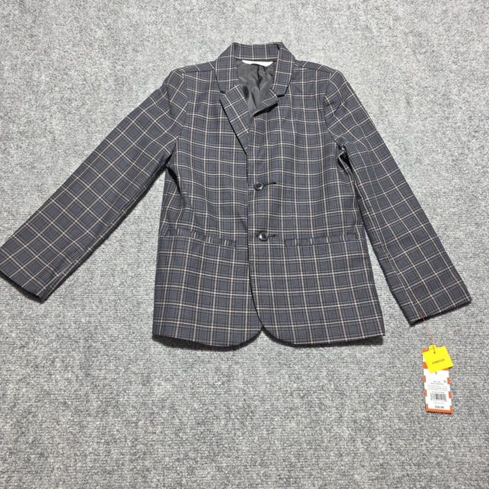 Cat & Jack Black Plaid Stretch Blazer Size 6